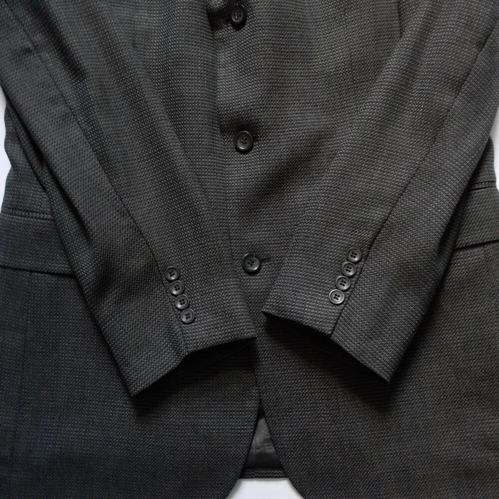 Oscar de la Renta Wool Tweed 3-Button Blazer Gray Size 42L